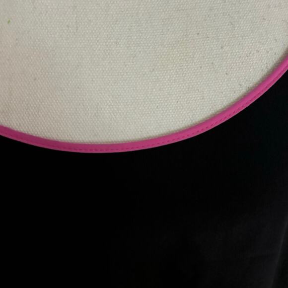 Bob Mackie Wearable Art Plus Size 1X Silk Shell Tank Top Black Pink Trim - Picture 3 of 5